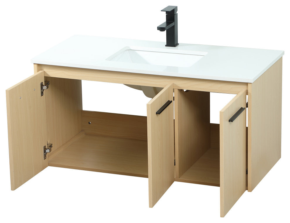 Phoebe Single Bathroom Vanity, Maple, 40", Without Backsplash