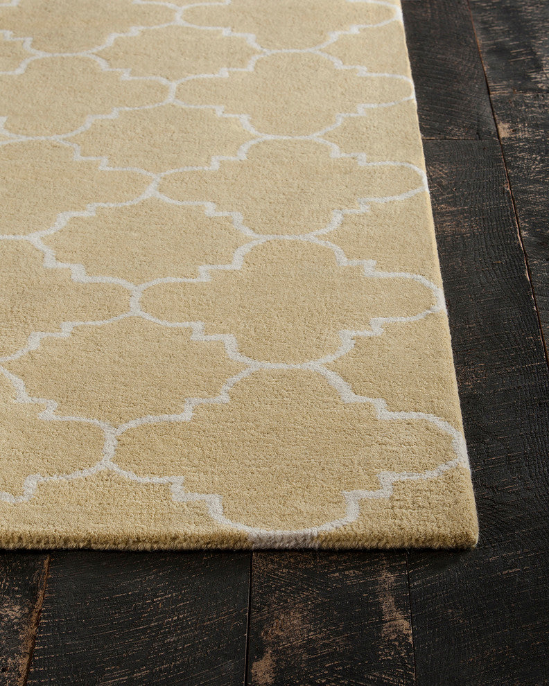 Davin Contemporary Area Rug, Yellow and White, 5'x7'