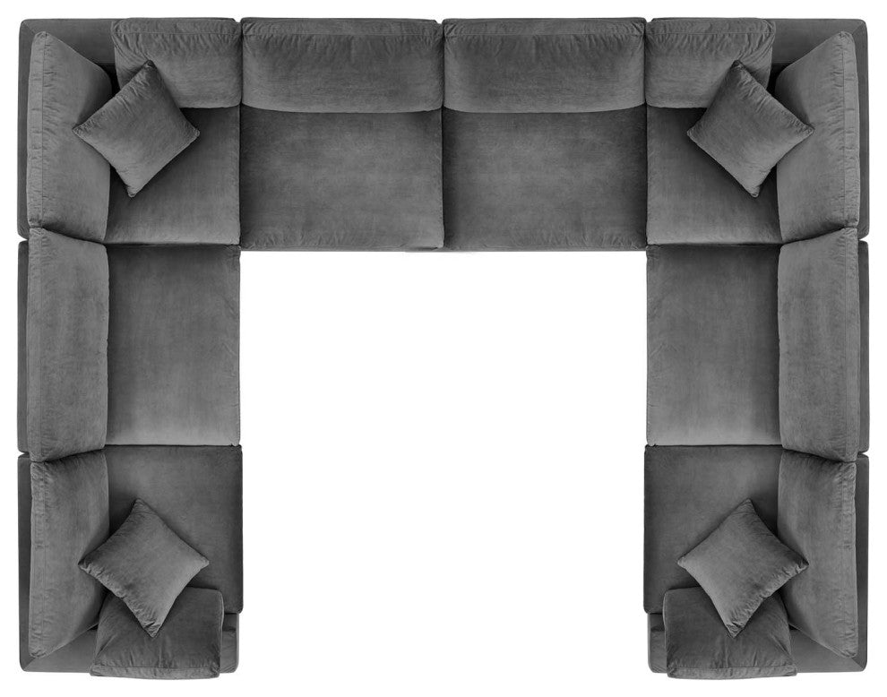Sectional Sofa Set, Velvet, Gray, Modern, Living Lounge Hotel Hospitality