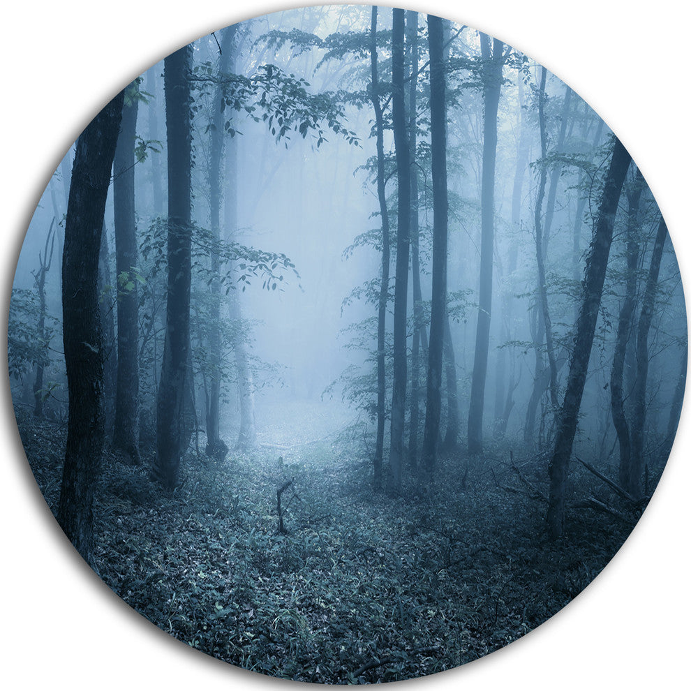 Foggy Spring Forest, Landscape Photography Round Wall Art, 36"