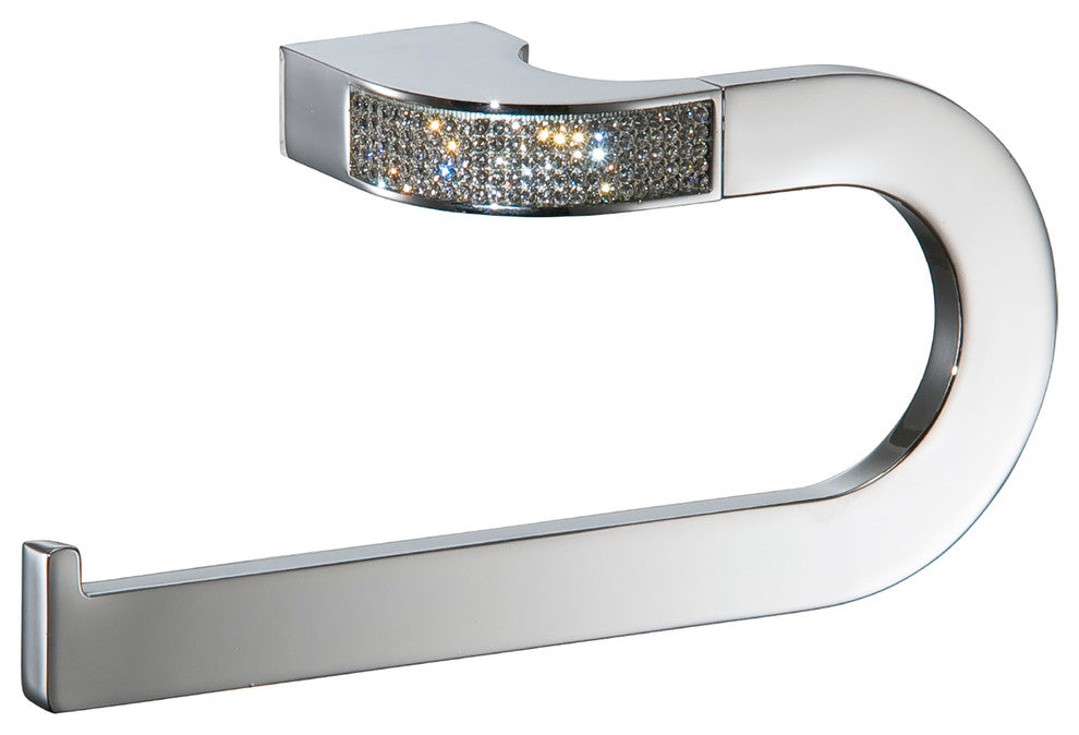 Cecilia Swarovski Crystals, Small Towel Ring, Polished Chrome, Left Hand