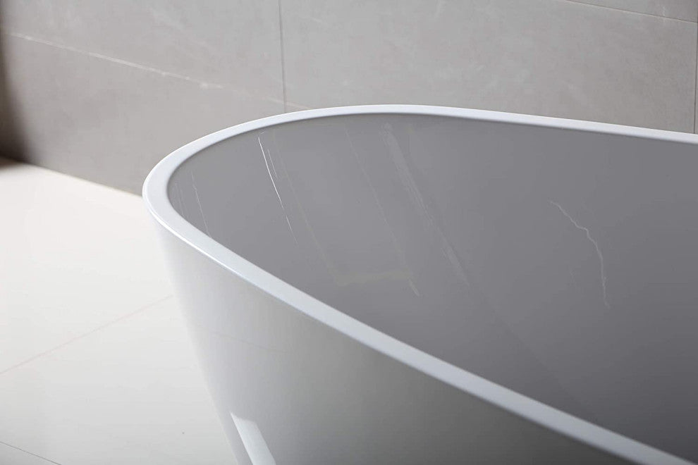 Fine Fixtures Capsule Freestanding Bathtub With Drain, White, 67"