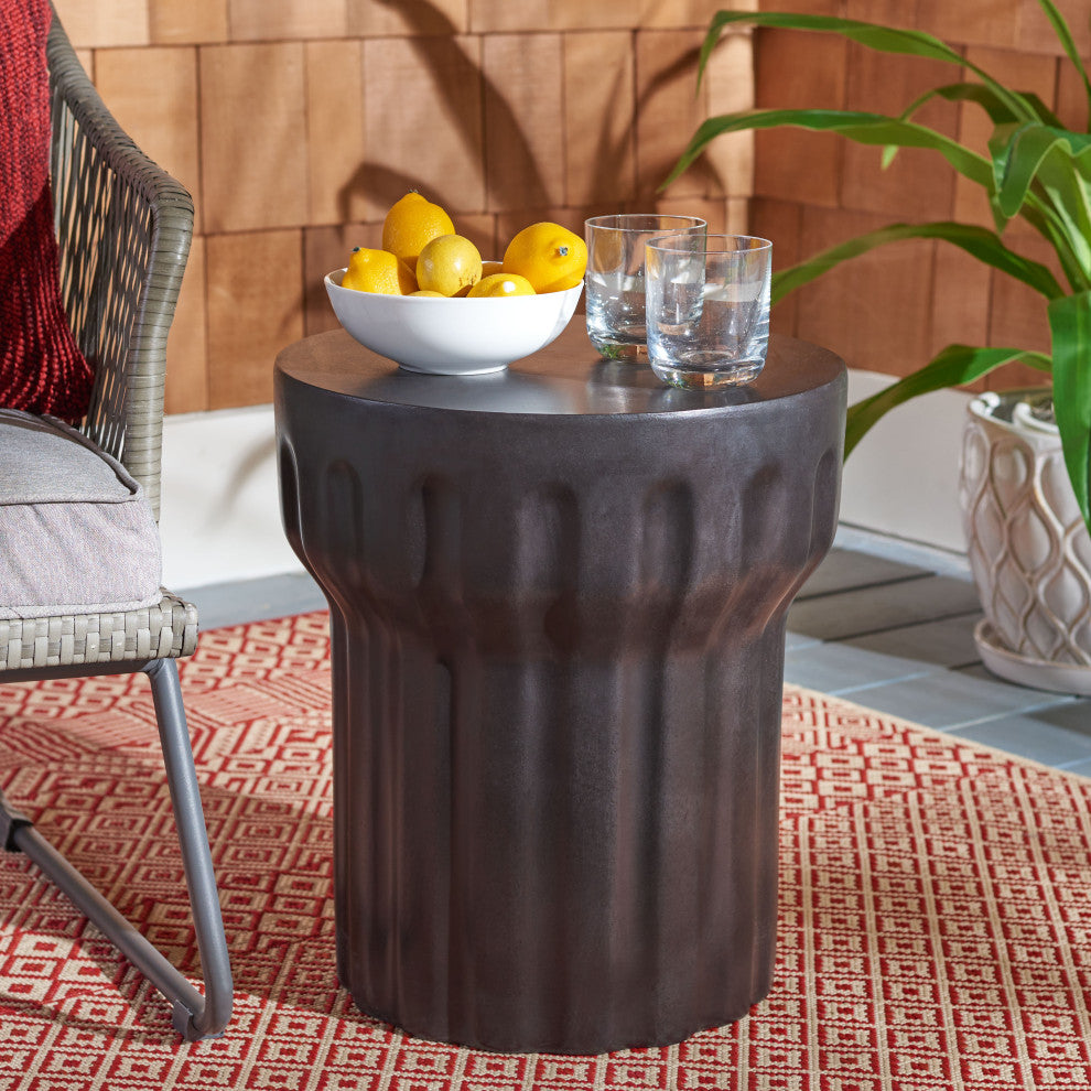 Safavieh Vesta Concrete Accent Stool, Black