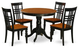 5-Piece Dining Room Set With a Table and 4 Chairs, Black and Cherry