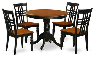 5-Piece Dining Room Set With a Table and 4 Chairs, Black and Cherry