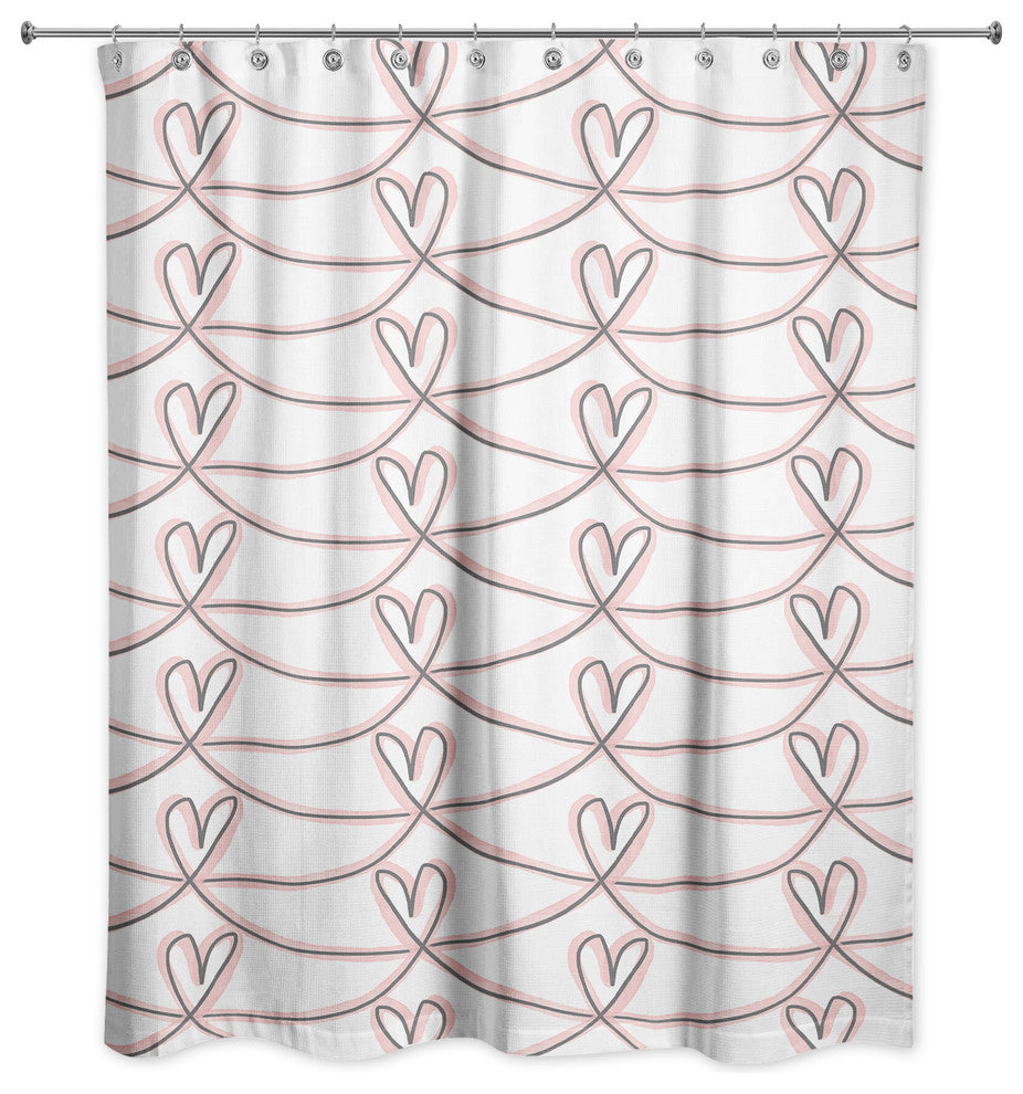 Pink Hearts 71x74 Shower Curtain