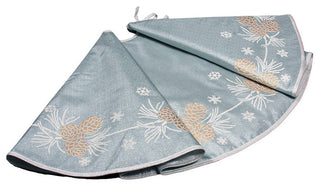 Winter Pine Cone Christmas Tree Skirt, Winter Blue, 56" Round