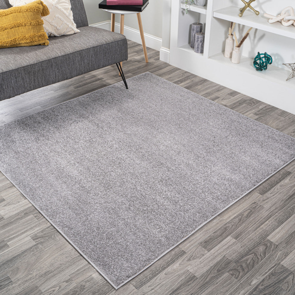 Haze Solid Low-Pile Gray 9' Square Area Rug