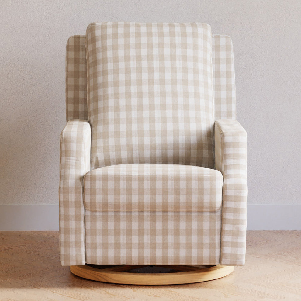 Crewe Recliner and Swivel Glider, Tan Gingham