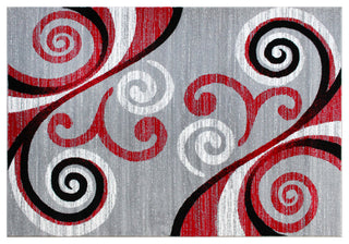 Clifton Collection Rectangle 5' x 7' Abstract Area Rug, Red