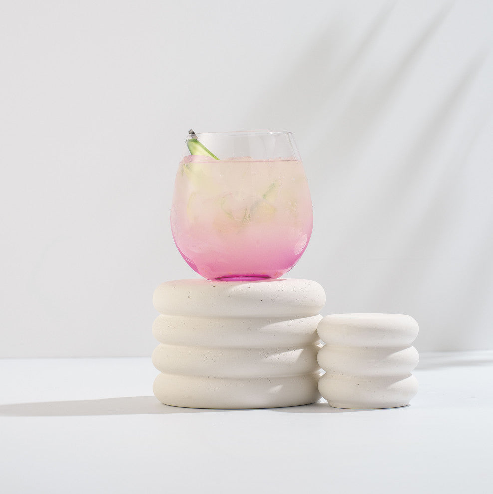 Hue Colored Stemless Wine Glasses 15 oz, Set of 6