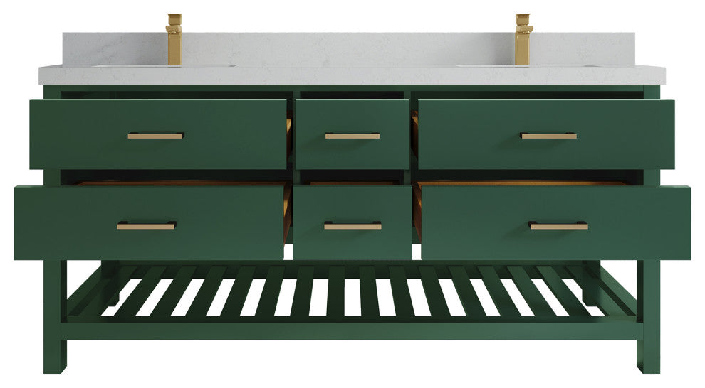 Parker 72 Double Sink Bath Vanity in Lafayette Green  2" Carrara Quartz