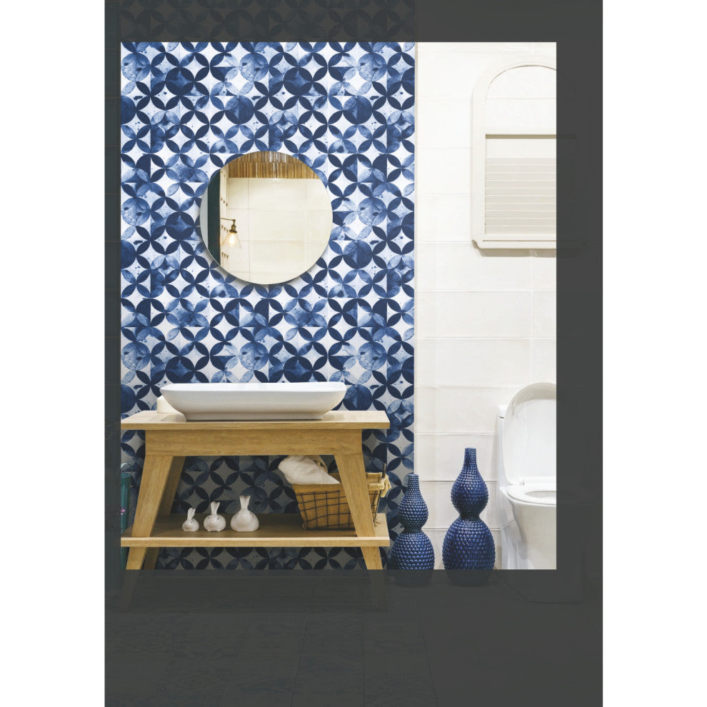 Paul Brent Moroccan Tile Peel and Stick Wallpaper, Blue