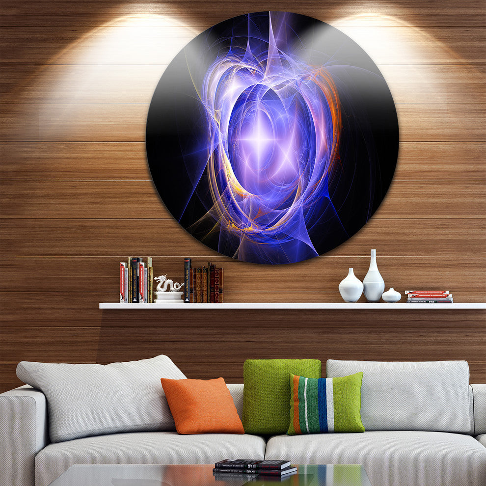 Supernova Explosion Blue, Digital Art Round Metal Wall Art, 36"