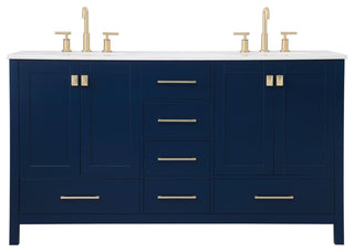 Blue 60" Double Sink Bathroom Vanity