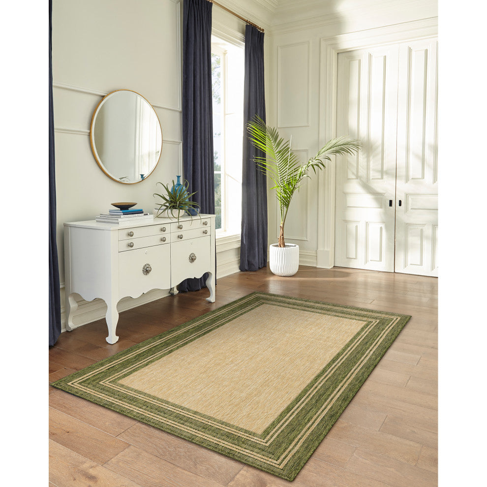 Carmel Multi Border Indoor/Outdoor Rug, Green, 7'10"x9'10"