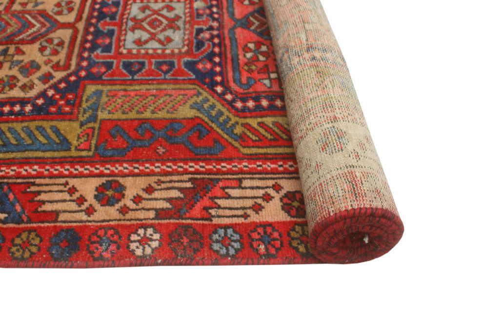 Fine Vintage Distressed Ebun Red/Blue Runner, 3'4x10'10