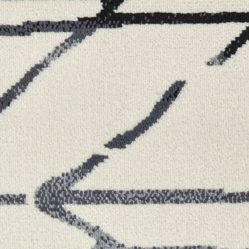 8" x 10" Cream and Black Berber Pattern Area Rug