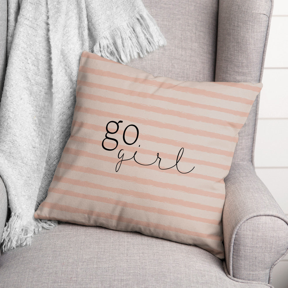 Go Girl Stripes 18x18 Spun Poly Pillow