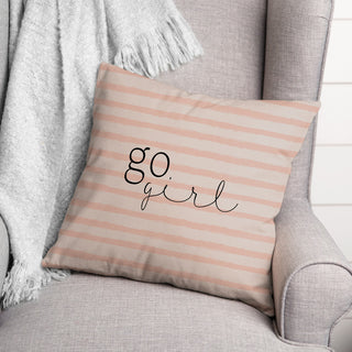 Go Girl Stripes 18x18 Spun Poly Pillow