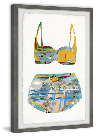 "North Carolina Bikini" Framed Painting Print, 12x18