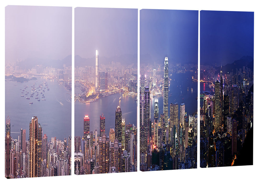 "Hong Kong from Day to Night" Canvas Print, 4 Panels