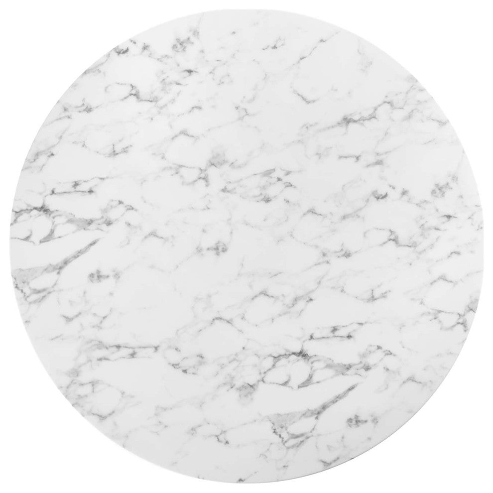 Lippa 54" Round Artificial Marble Dining Table Black White