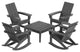 WestinTrends 5PC Outdoor Patio Adirondack Rocking Chairs, Accent Table Set, Gray