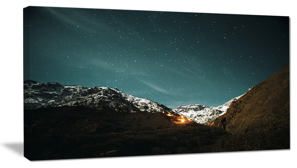 Fire in Rugged Mountains, Landscape Canvas Art Print, 40x20