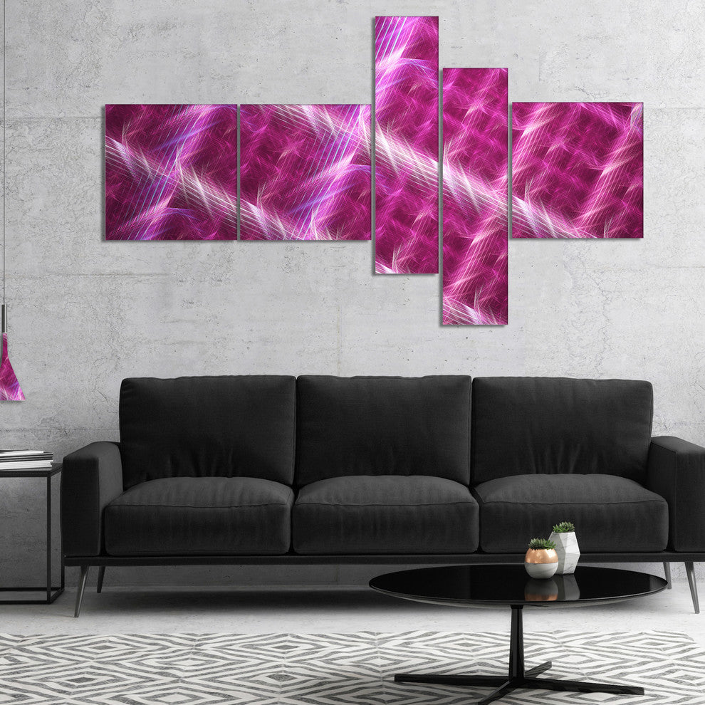 Pink Abstract Metal Grill, Abstract Art on Canvas, 60"x32", 5 panels