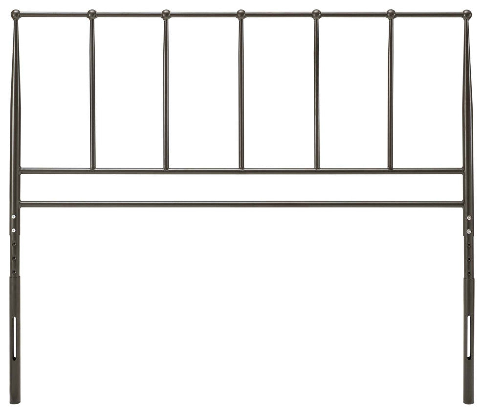 Contemporary Modern Bedroom Queen Size Headbaord, Stainless Steel Metal, Brown