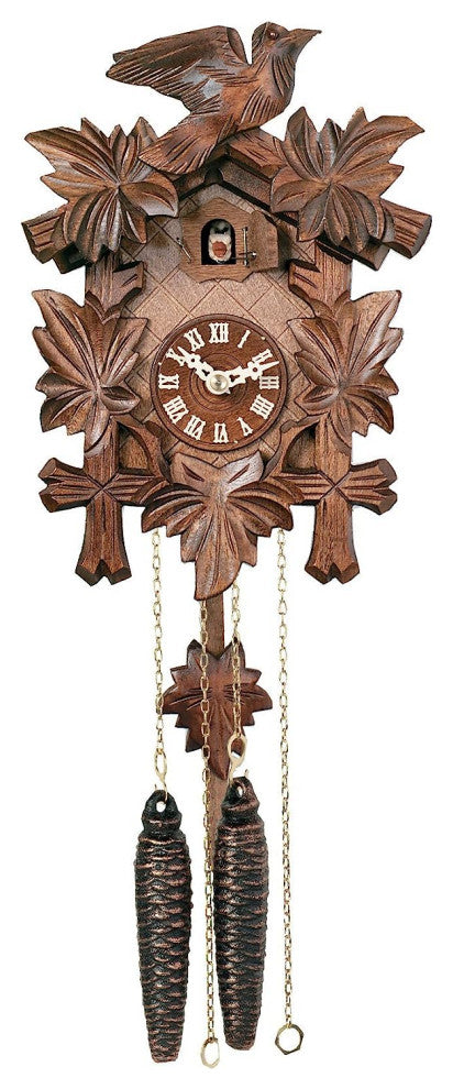 River City Clocks 11-09 Carved Cuckoo Clock With 5 Maple Leaves & One Bird