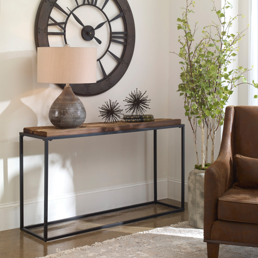 Uttermost Holston 54 x 30" Satin Black Iron Frame Console Table