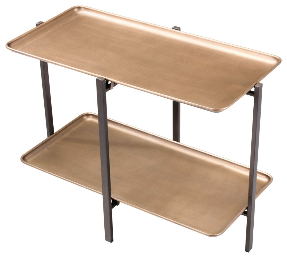 Coffee Table, Rectangular, Steel Metal, Gold, Gray, Lounge Hospitality