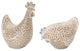 Etched Chicken Figurine, 2-Piece Set