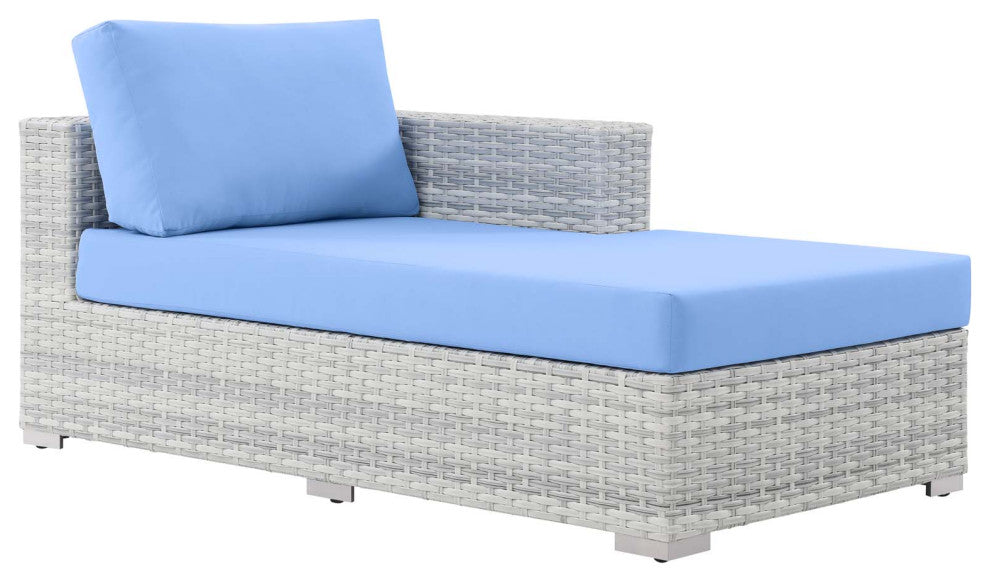 Lounge Sectional Sofa Chair Set, Rattan, Wicker, Gray Blue, Modern, Outdoor