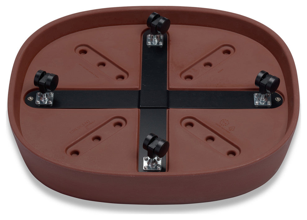 Pebble  Modern Plant Caddy with Hidden Wheels, Currant, Large