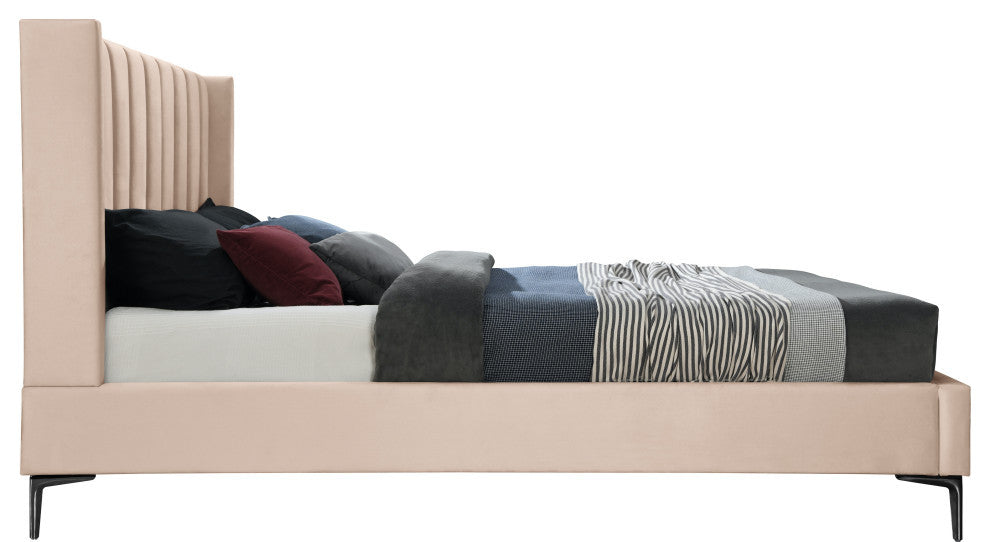 Nadia Velvet Upholstered Bed, Pink, Queen
