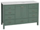 Horizon 60" Single Bathroom Vanity Top, Sage Green, Engineered White