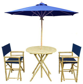 Bamboo 4-Piece Round Table Set, Indigo