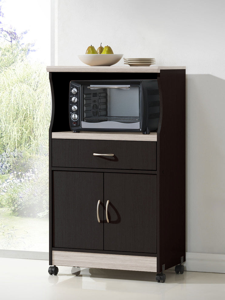 Microwave Cart, Chocolate/Gray