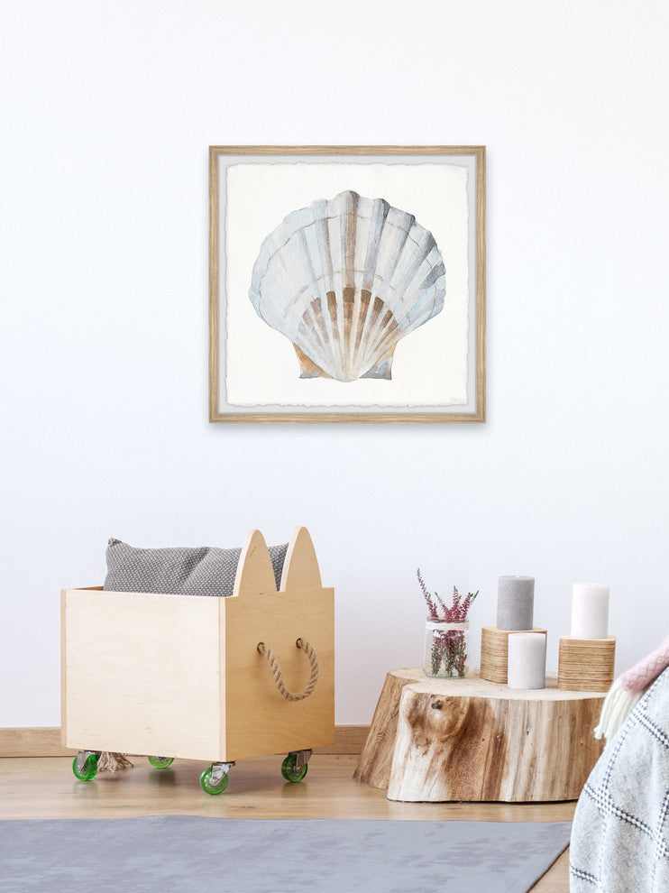 "Pretty White Shell" Framed Painting Print, 18"x18"