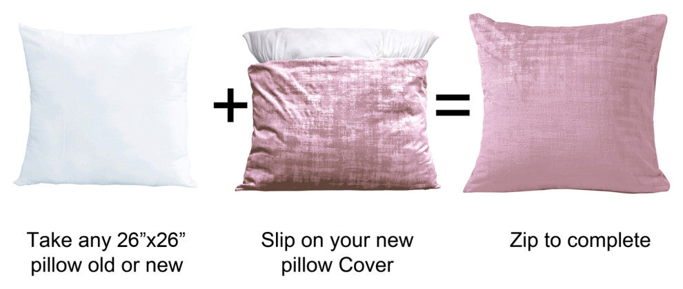 Velvet 2 Piece Euro Pillow Cover Set, Softpink, 2 Piece, 26"x26"