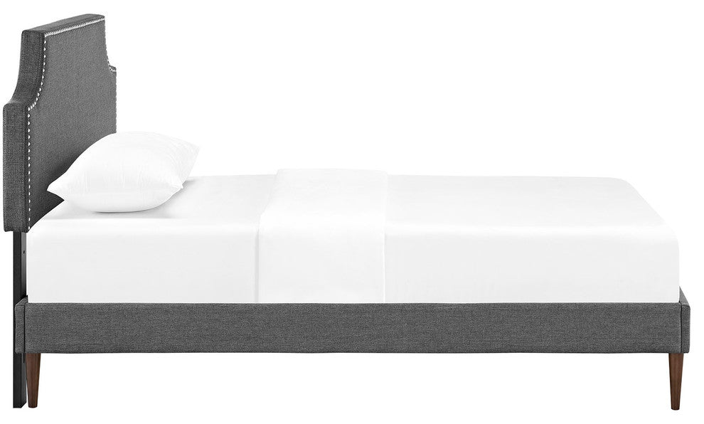 Modway Laura Twin Fabric Platform Bed With Round Tapered Legs, Gray
