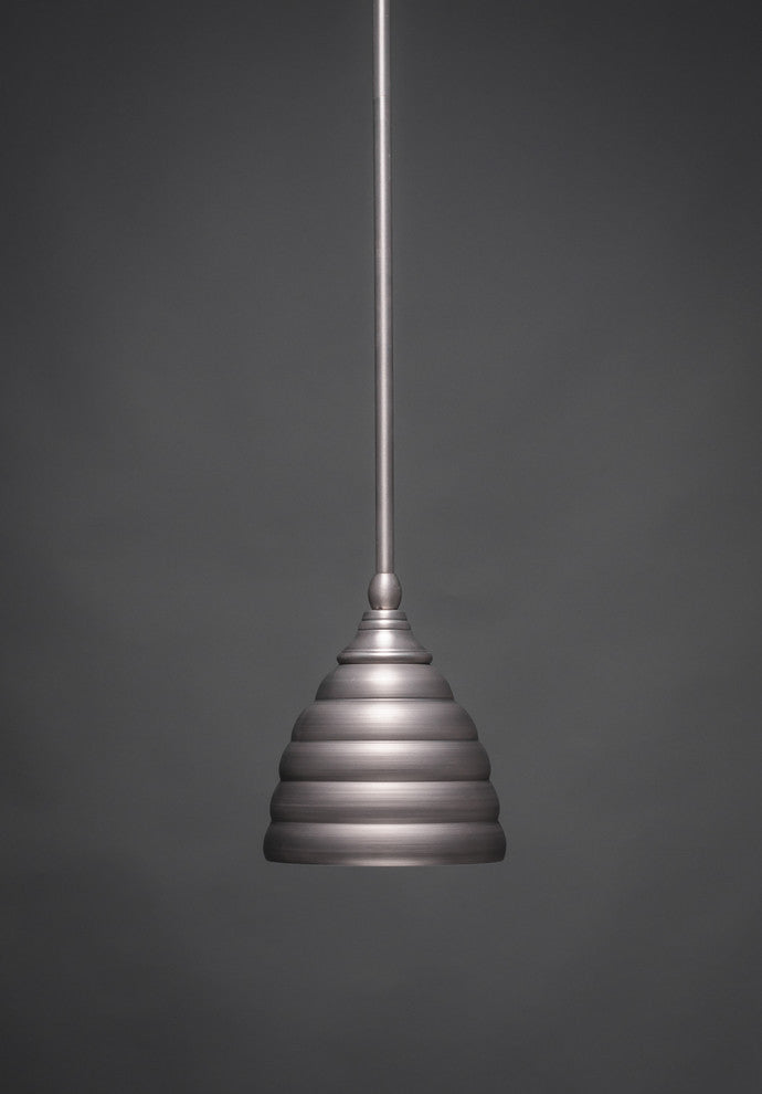 Stem Mini Pendant In Brushed Nickel, 6" Beehive Metal Shade Glass
