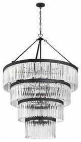 Emory 22-Light Black Forged Chandelier, Clear Glass