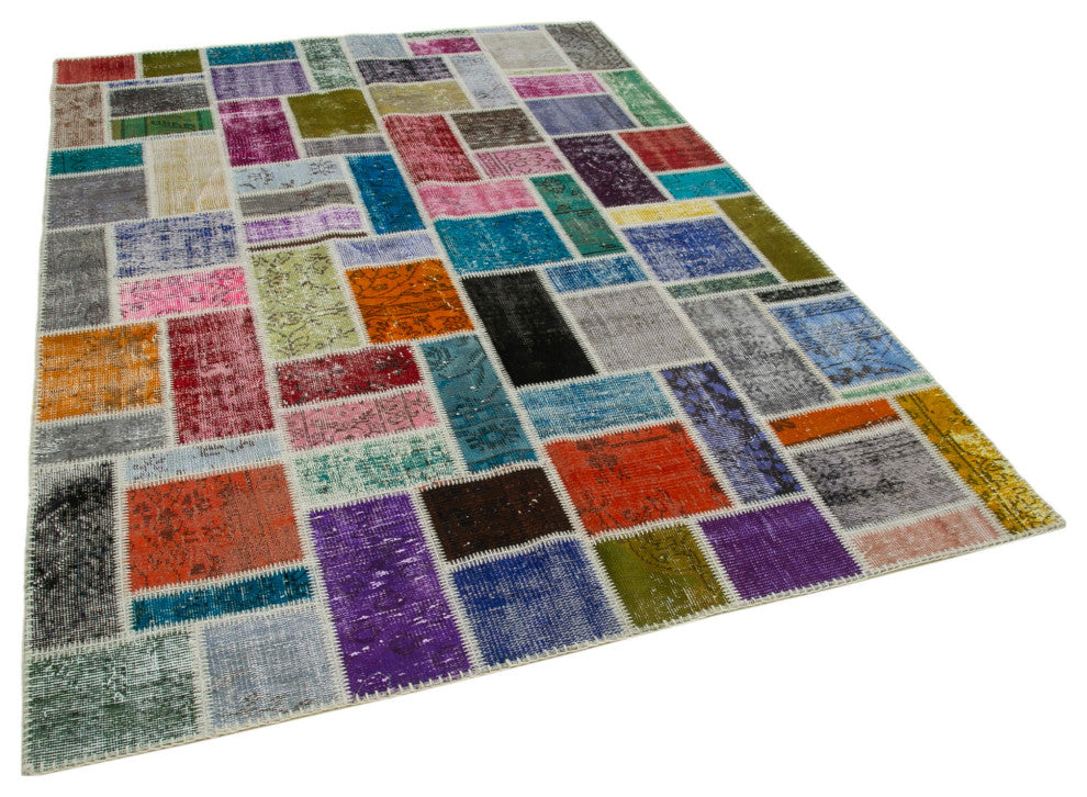 Rug N Carpet - Hand-Knotted Turkish 5' 8" x 7' 10" Vintage Patchwork Area Rug