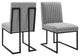 Tufted Side Dining Chair, Set of 2, Fabric, Metal, Gray, Modern, Bistro