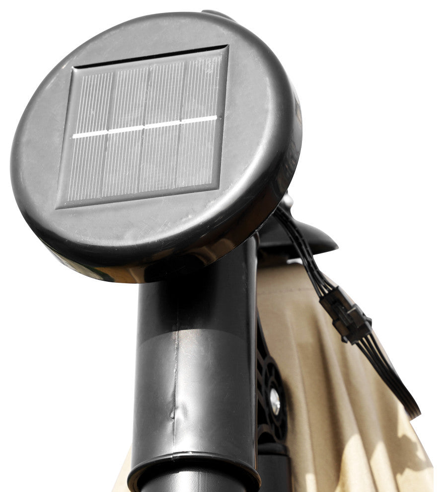 LeisureMod Willry 10' Cantilever Hanging Patio Umbrella With Solar LED, Beige