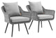 Endeavor Armchair Outdoor Patio Wicker Rattan Set of 2-Gray Gray